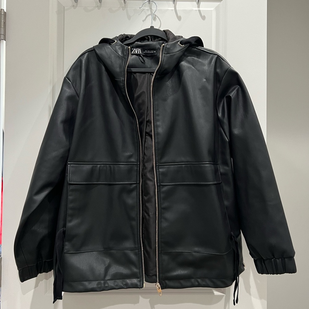 Faux Leather Zara Hooded Jacket